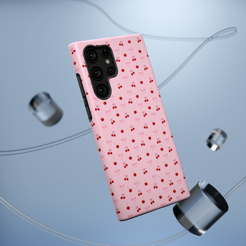 Cherry-Bow Pattern Impact-Resistant Phone Case