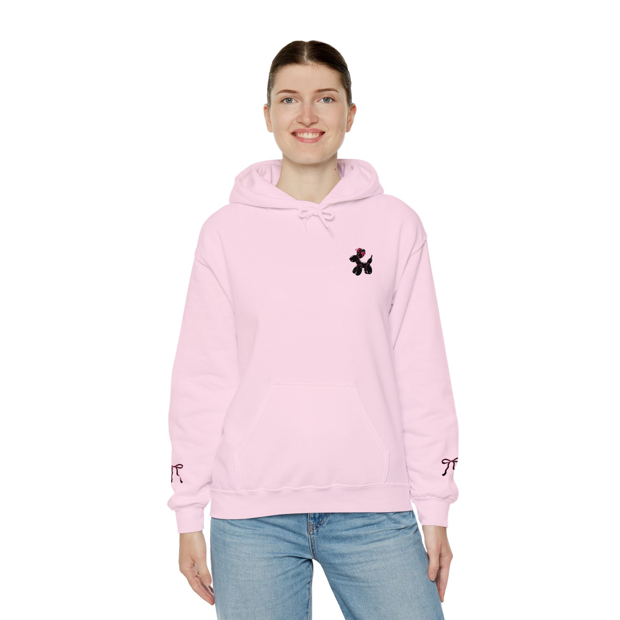 Matching Pink Hoodie Cute Balloon Dog & Bow's