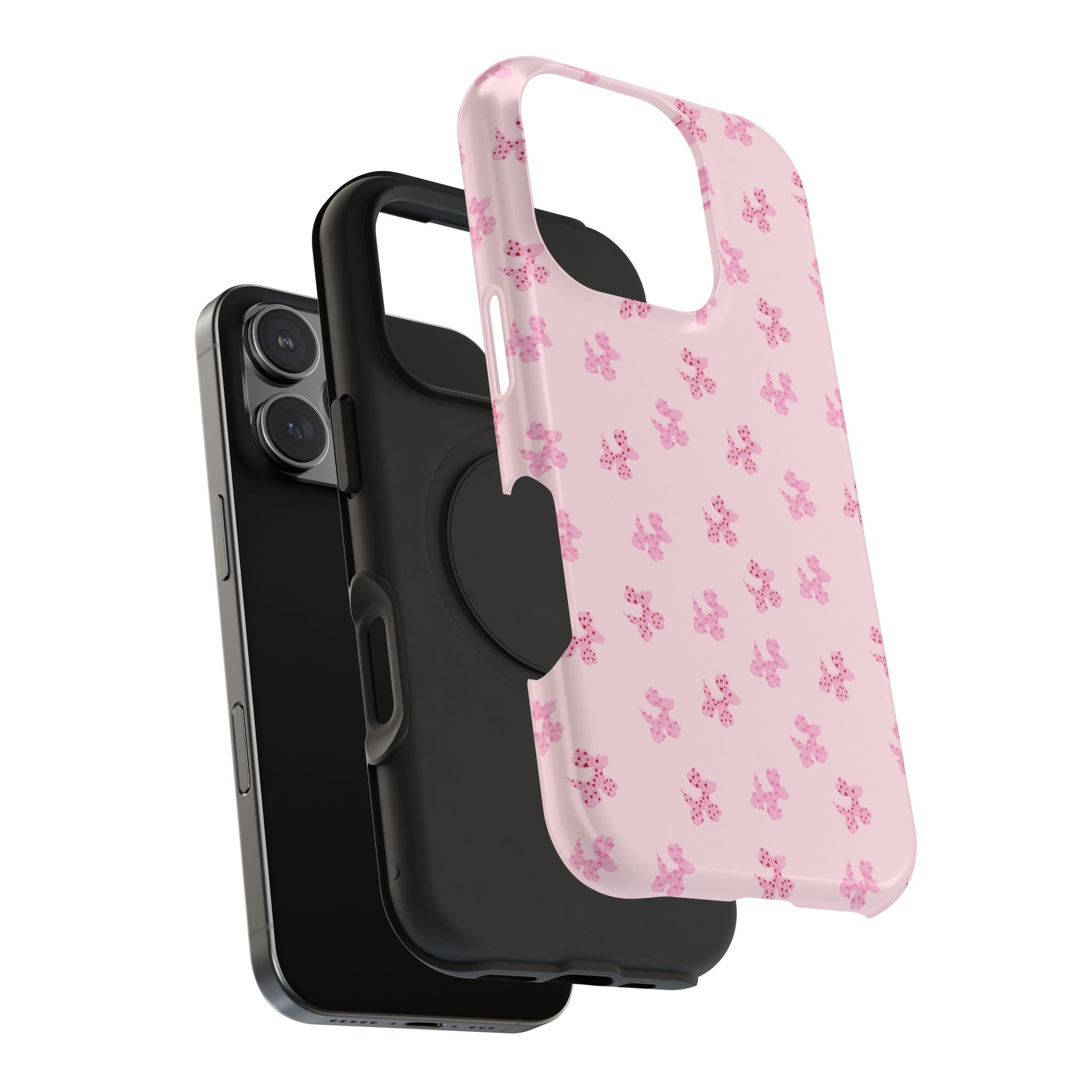 Pink Dog Bow's Cute Pattern Impact-Resistant Phone Case