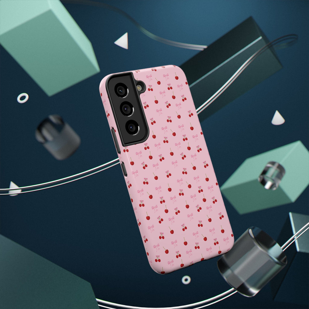 Cherry-Bow Pattern Impact-Resistant Phone Case