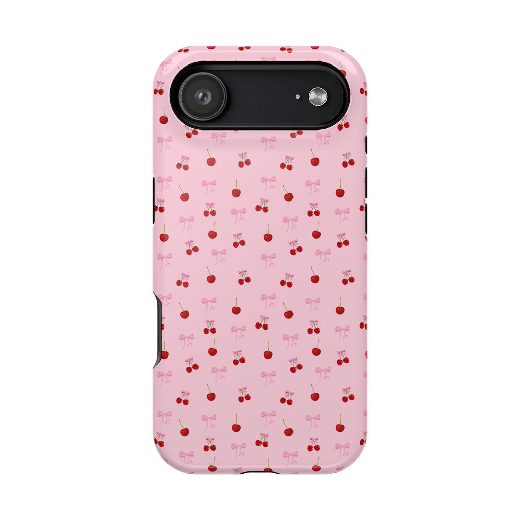 Cherry-Bow Pattern Impact-Resistant Phone Case