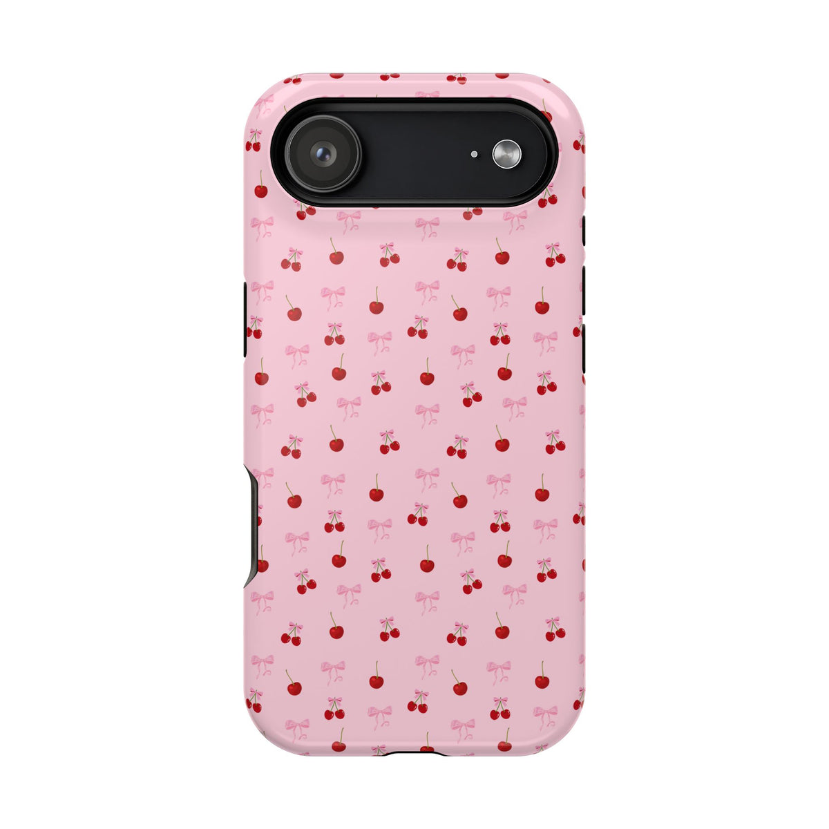 Cherry-Bow Pattern Impact-Resistant Phone Case