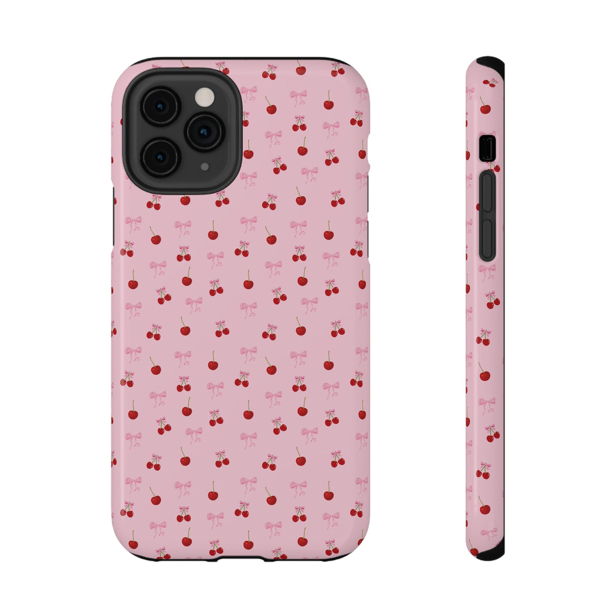 Cherry-Bow Pattern Impact-Resistant Phone Case