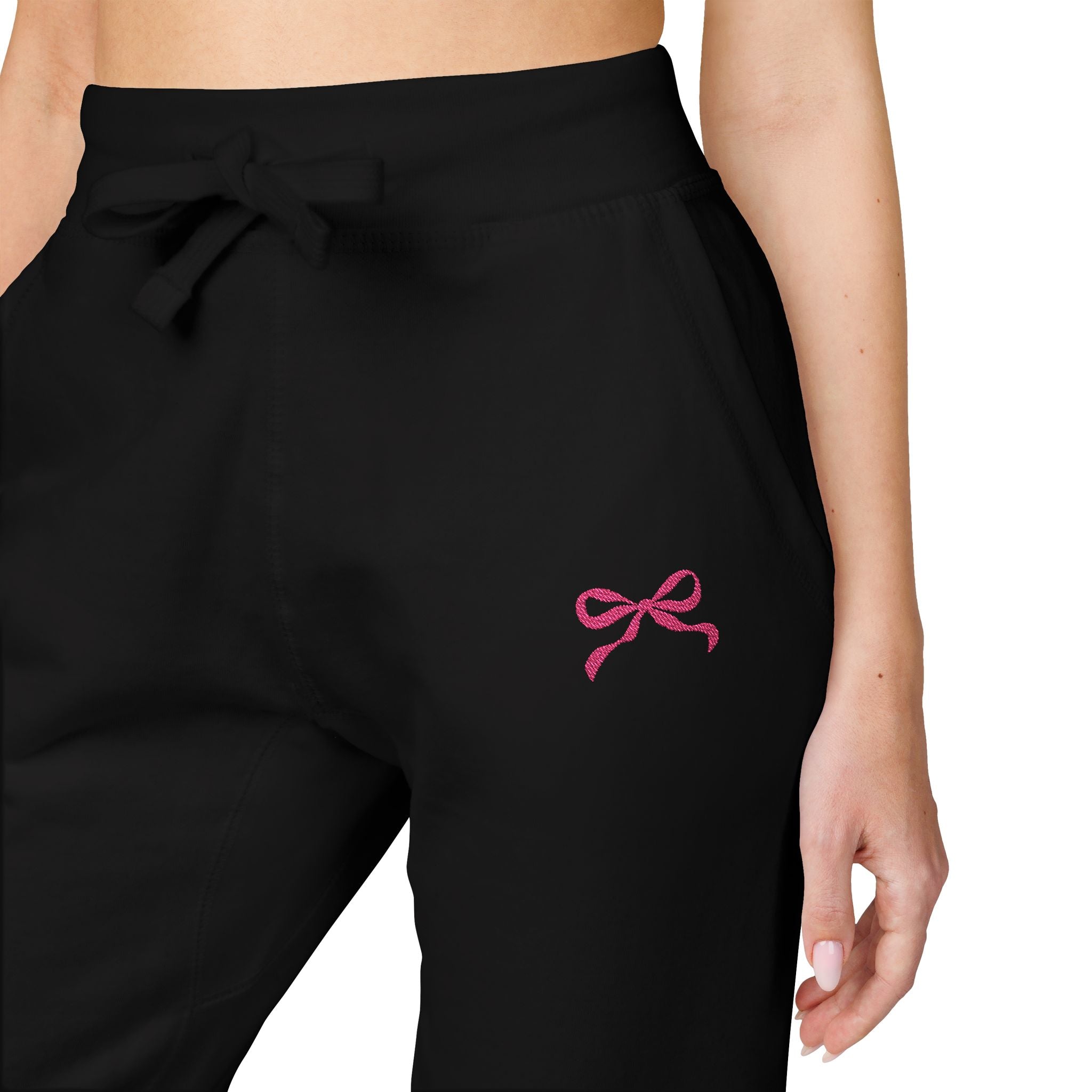 Embroidered Pink Bow Cozy Sweatpants