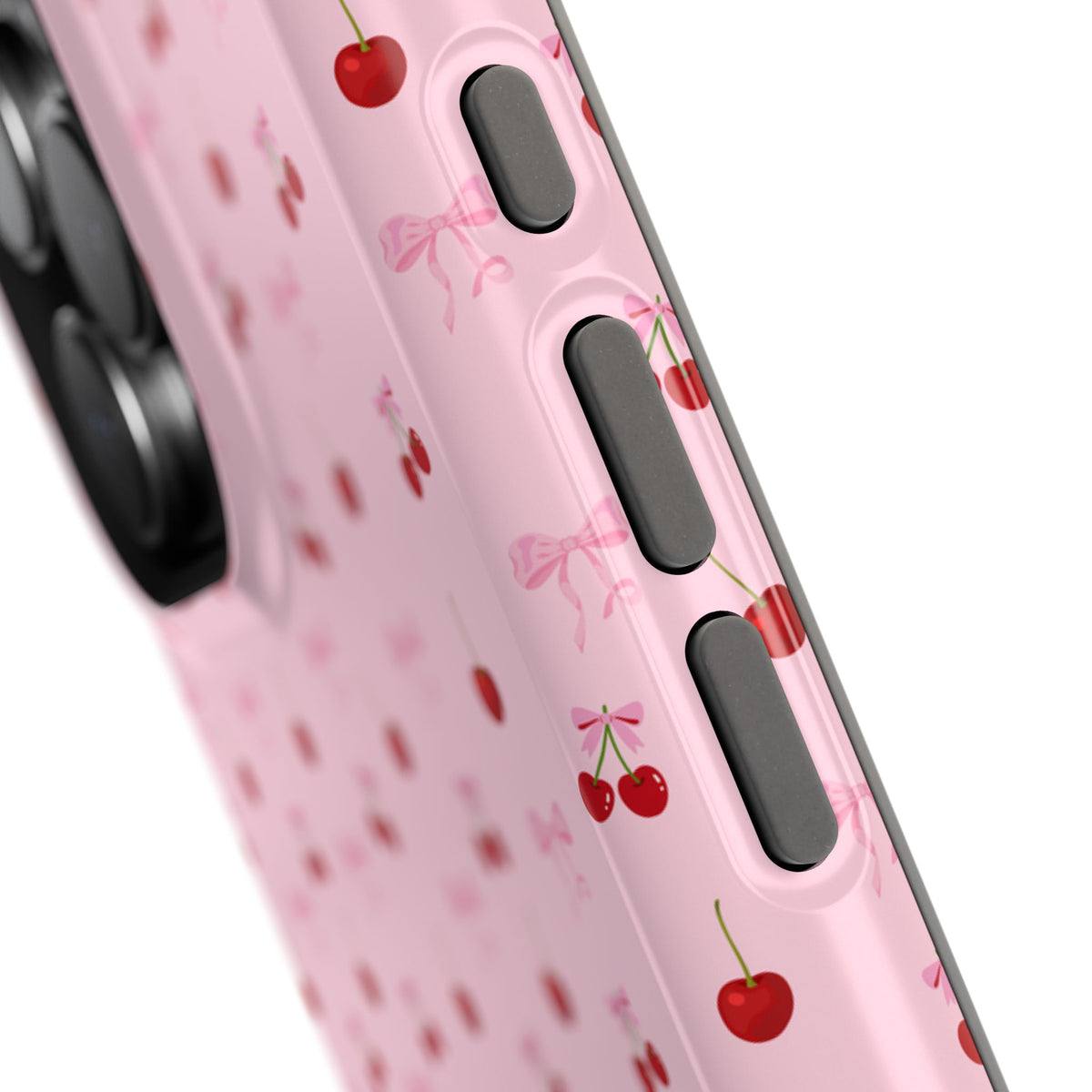 Cherry-Bow Pattern Impact-Resistant Phone Case
