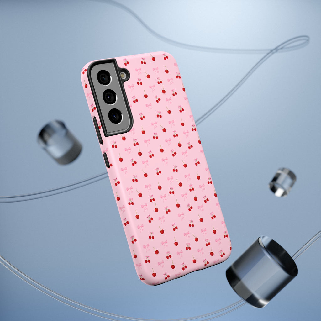 Cherry-Bow Pattern Impact-Resistant Phone Case