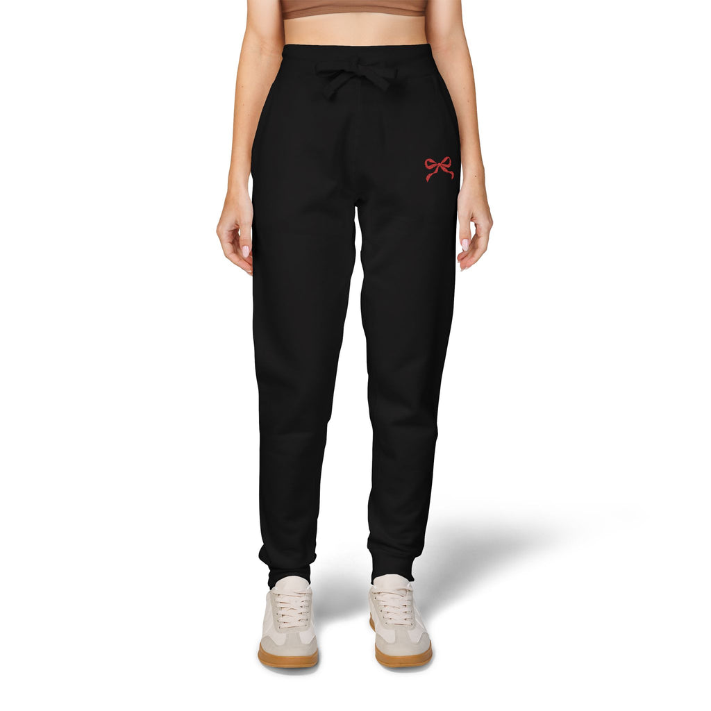 Embroidered Red Bow Cozy Sweatpants