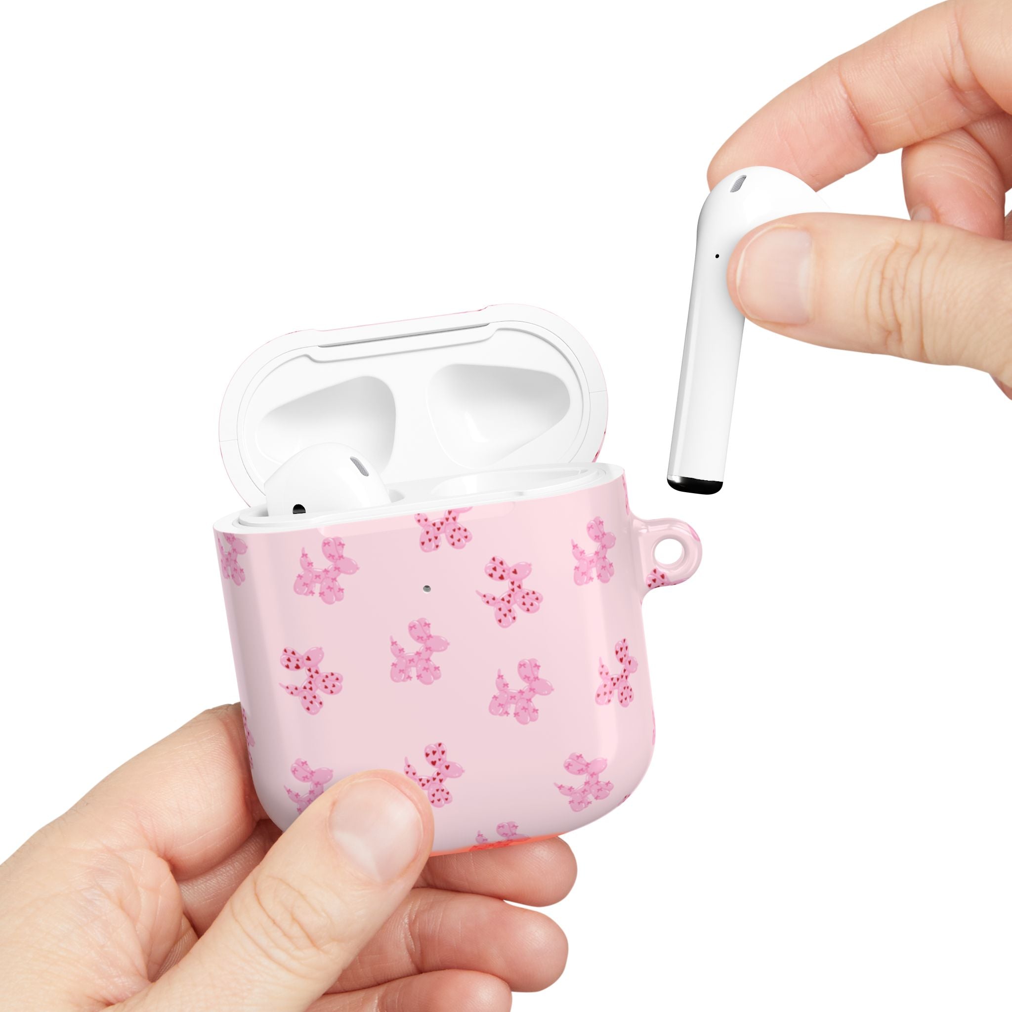 Pink Dog Bow's Cute Pattern AirPod Case Protective Silicone Cover