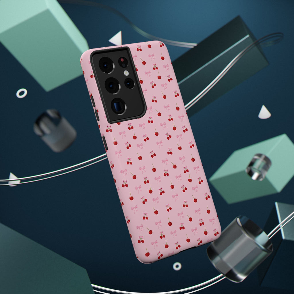 Cherry-Bow Pattern Impact-Resistant Phone Case