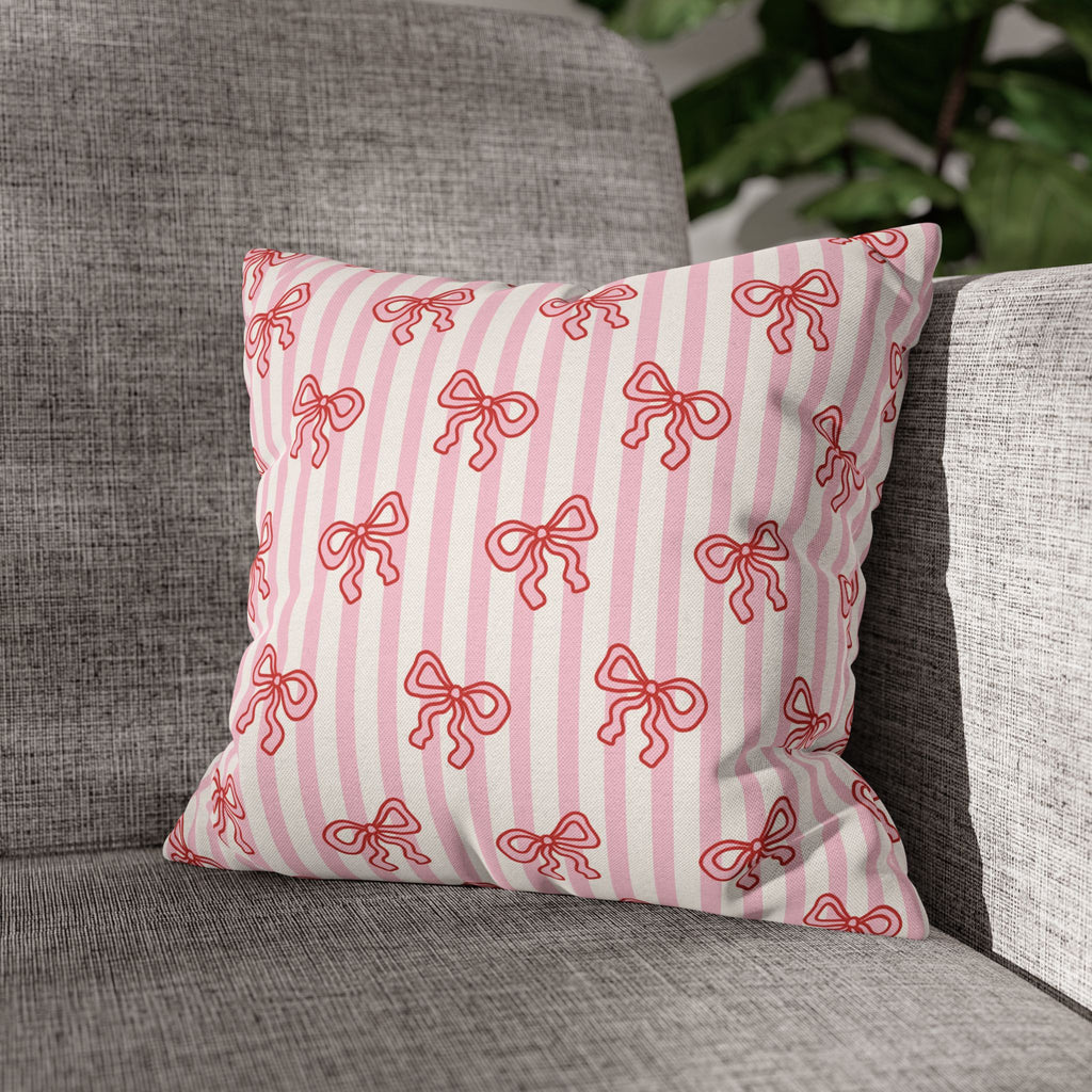 Pink Striped Bow's Pillowcase Cover