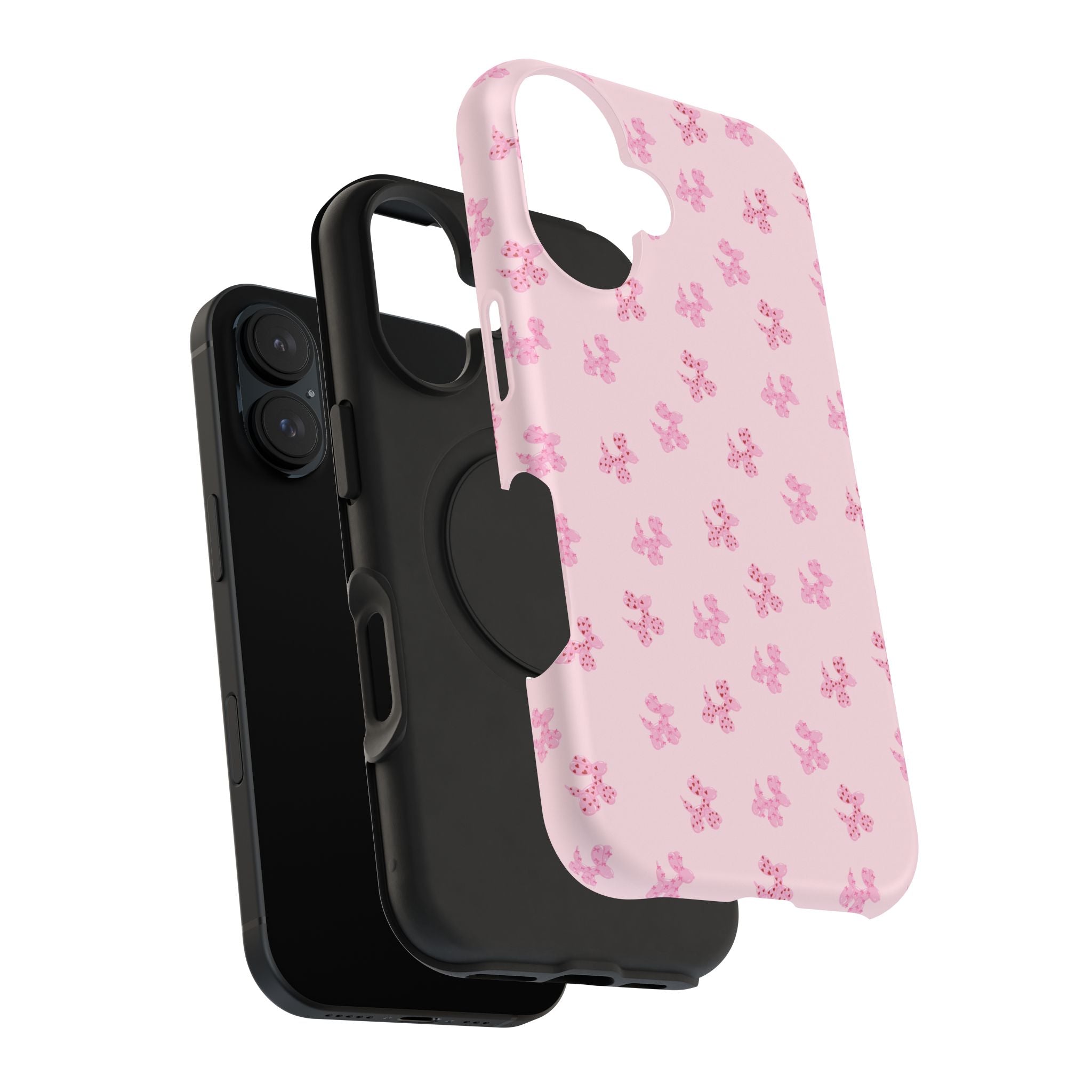 Pink Dog Bow's Cute Pattern Impact-Resistant Phone Case