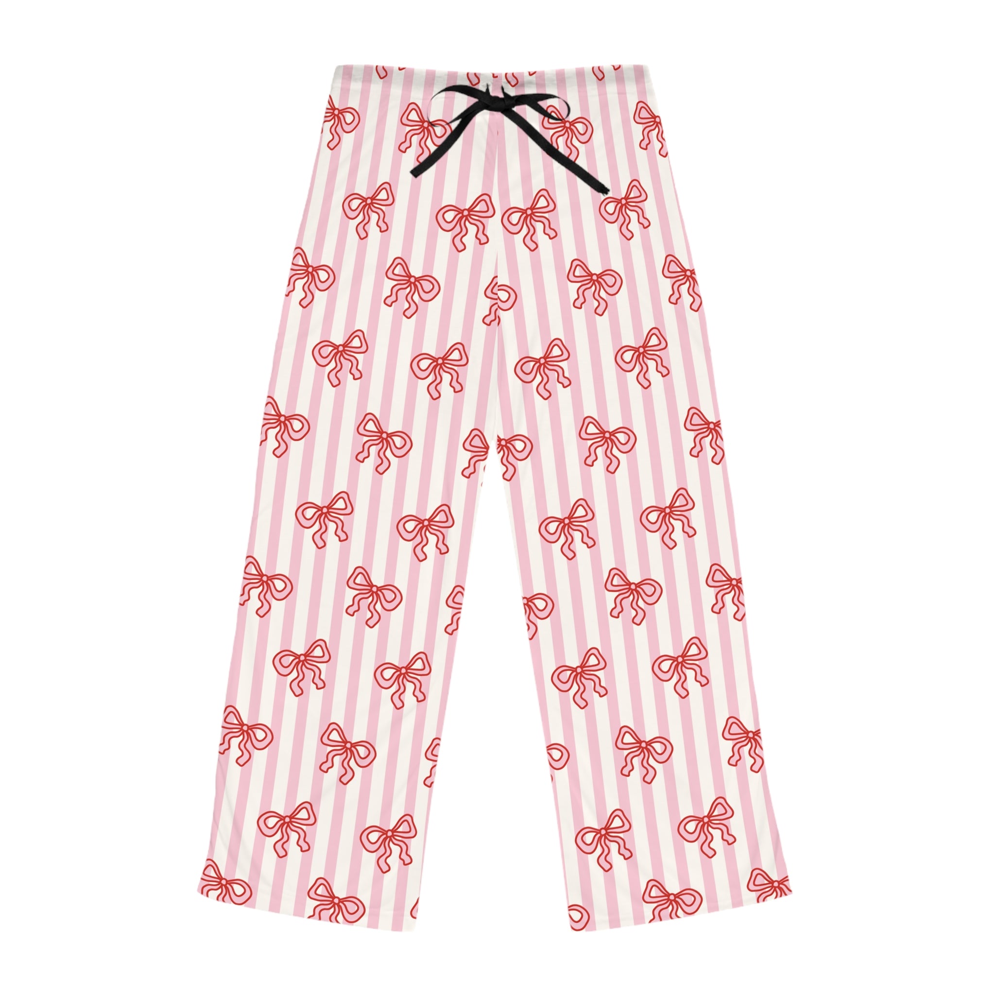 Cozy Pink Bow Stripe Pajama Pants