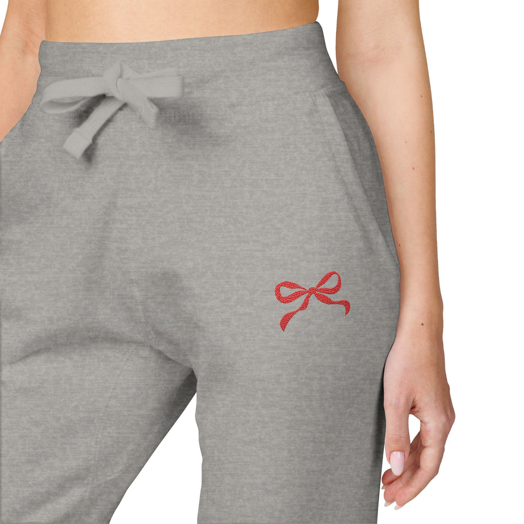 Embroidered Red Bow Cozy Sweatpants