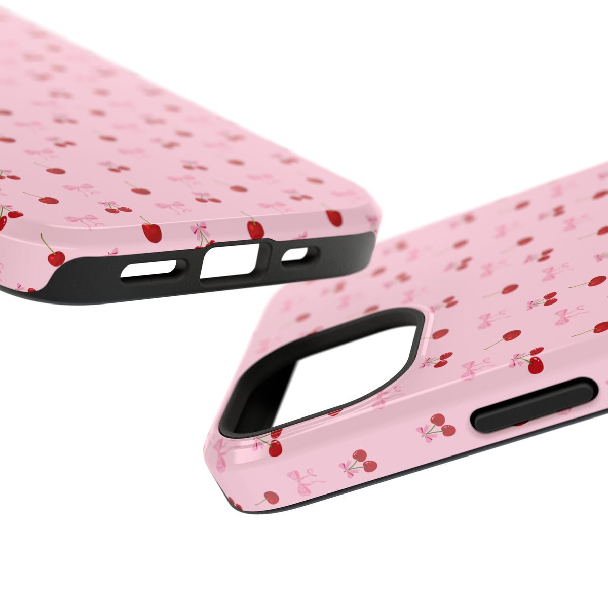 Cherry-Bow Pattern Impact-Resistant Phone Case