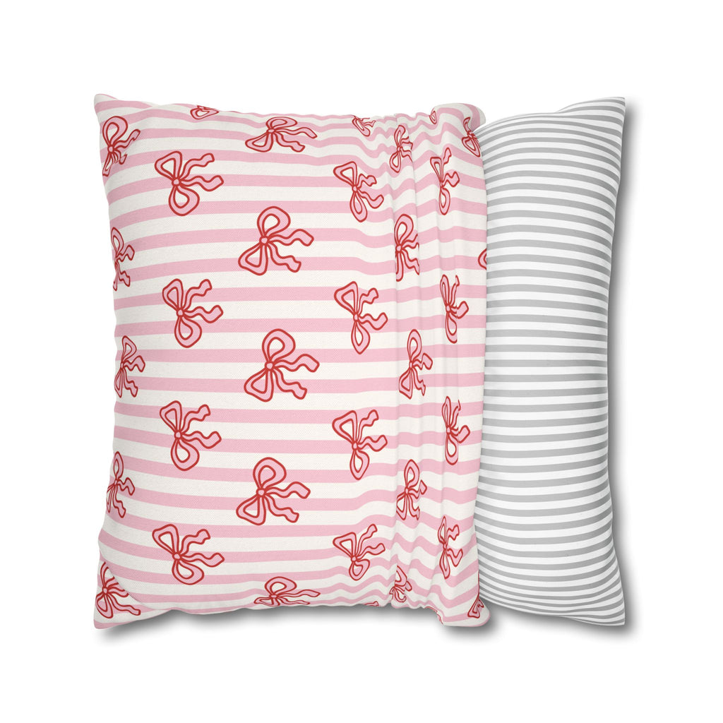 Pink Striped Bow's Pillowcase Cover