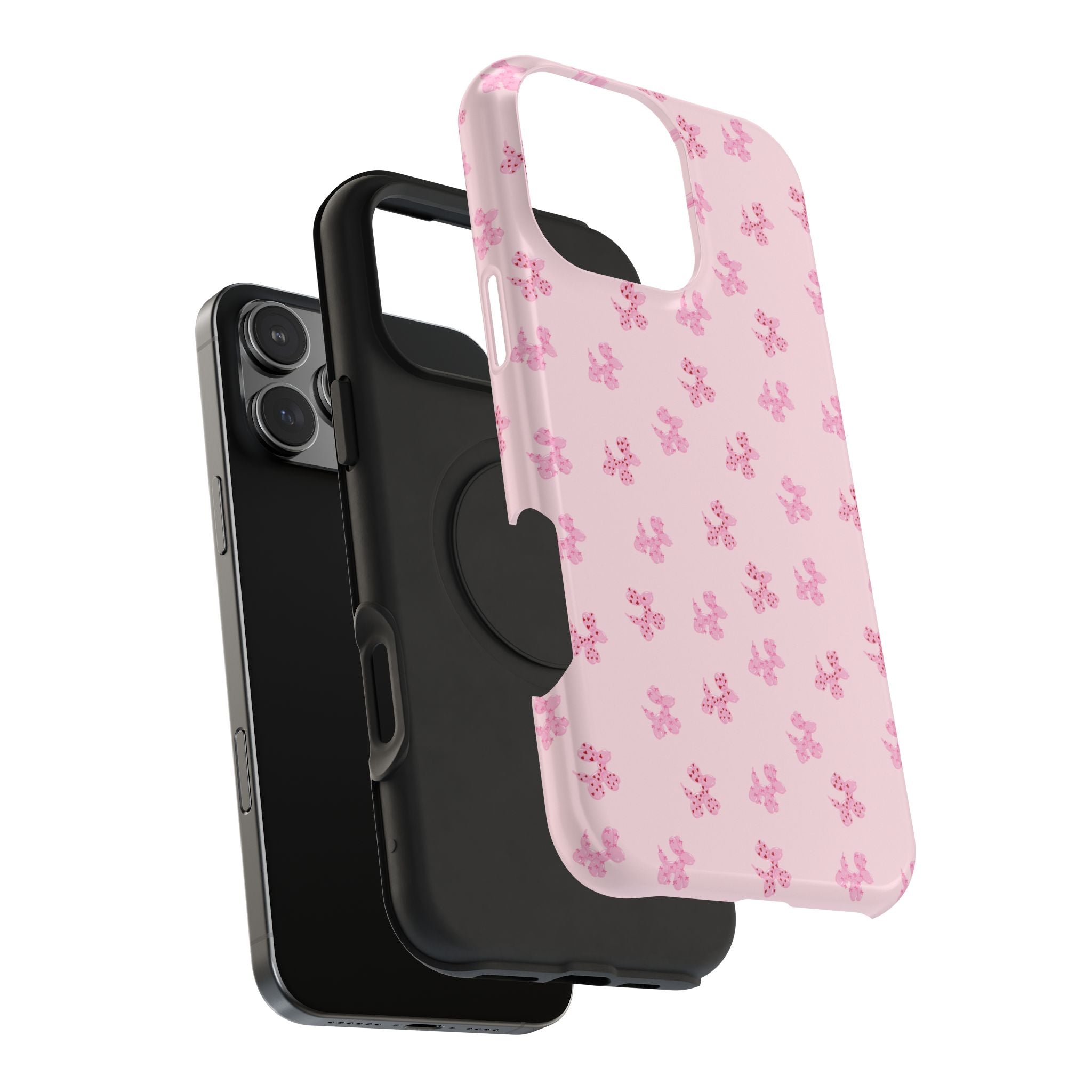 Pink Dog Bow's Cute Pattern Impact-Resistant Phone Case