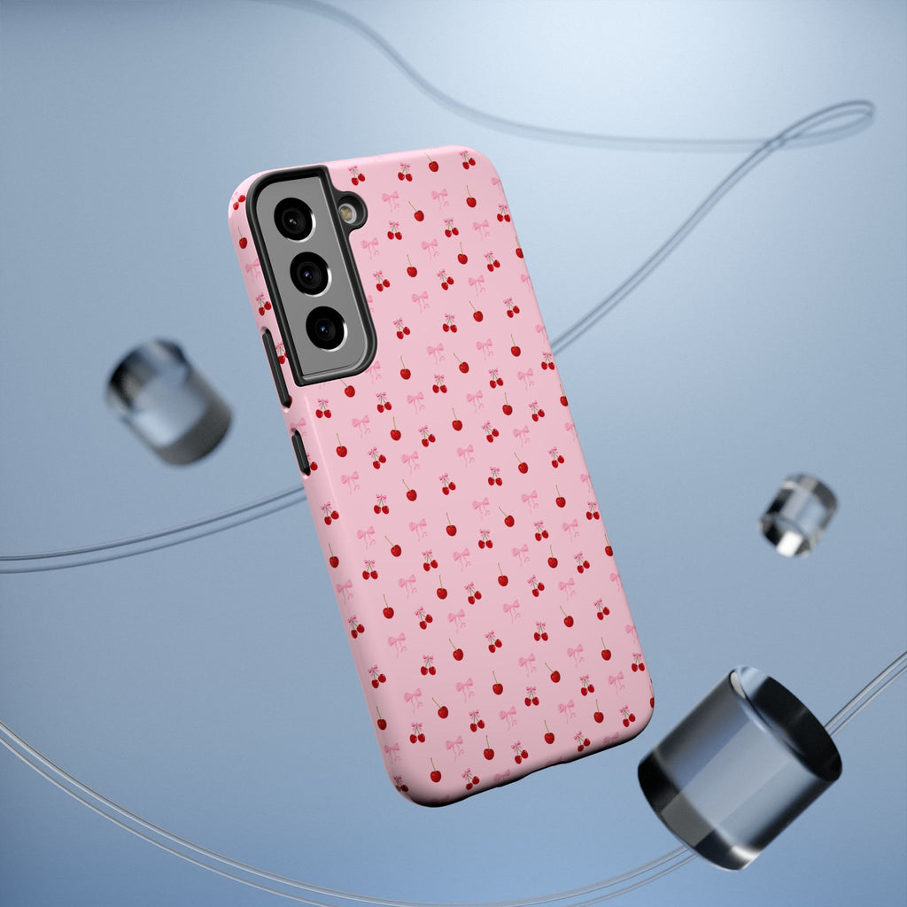 Cherry-Bow Pattern Impact-Resistant Phone Case