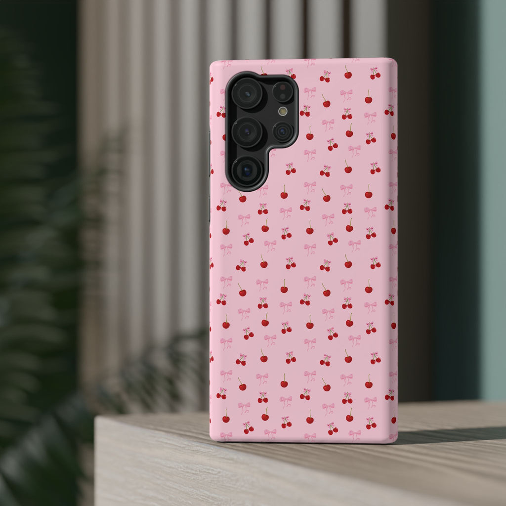 Cherry-Bow Pattern Impact-Resistant Phone Case