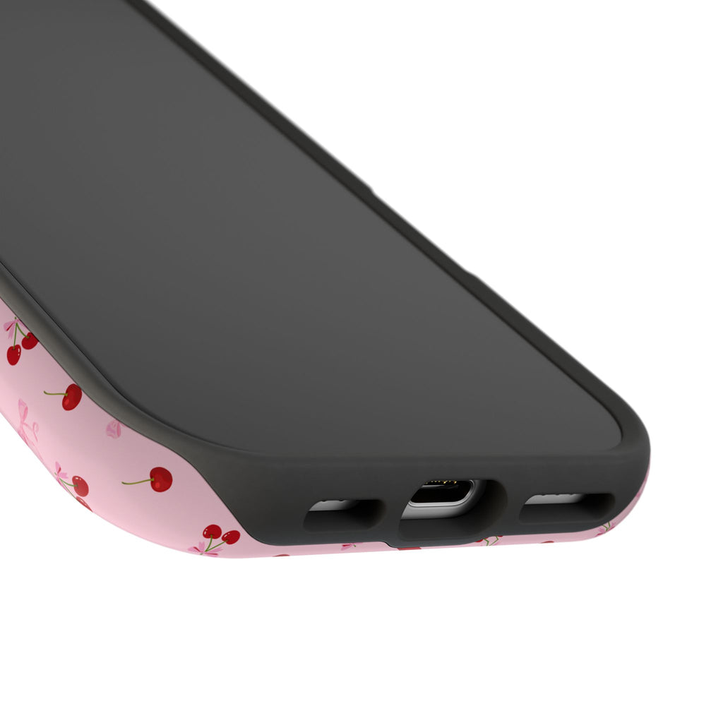 Cherry-Bow Pattern Impact-Resistant Phone Case