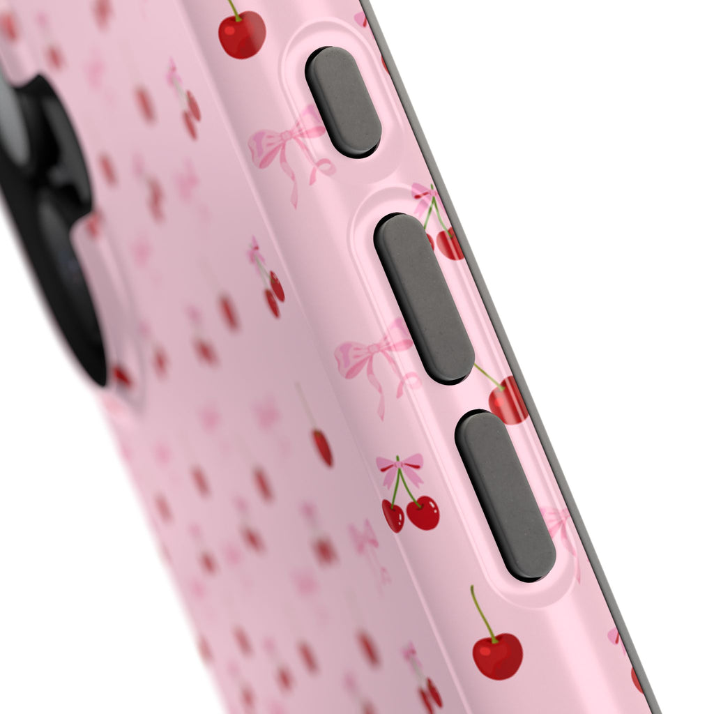 Cherry-Bow Pattern Impact-Resistant Phone Case