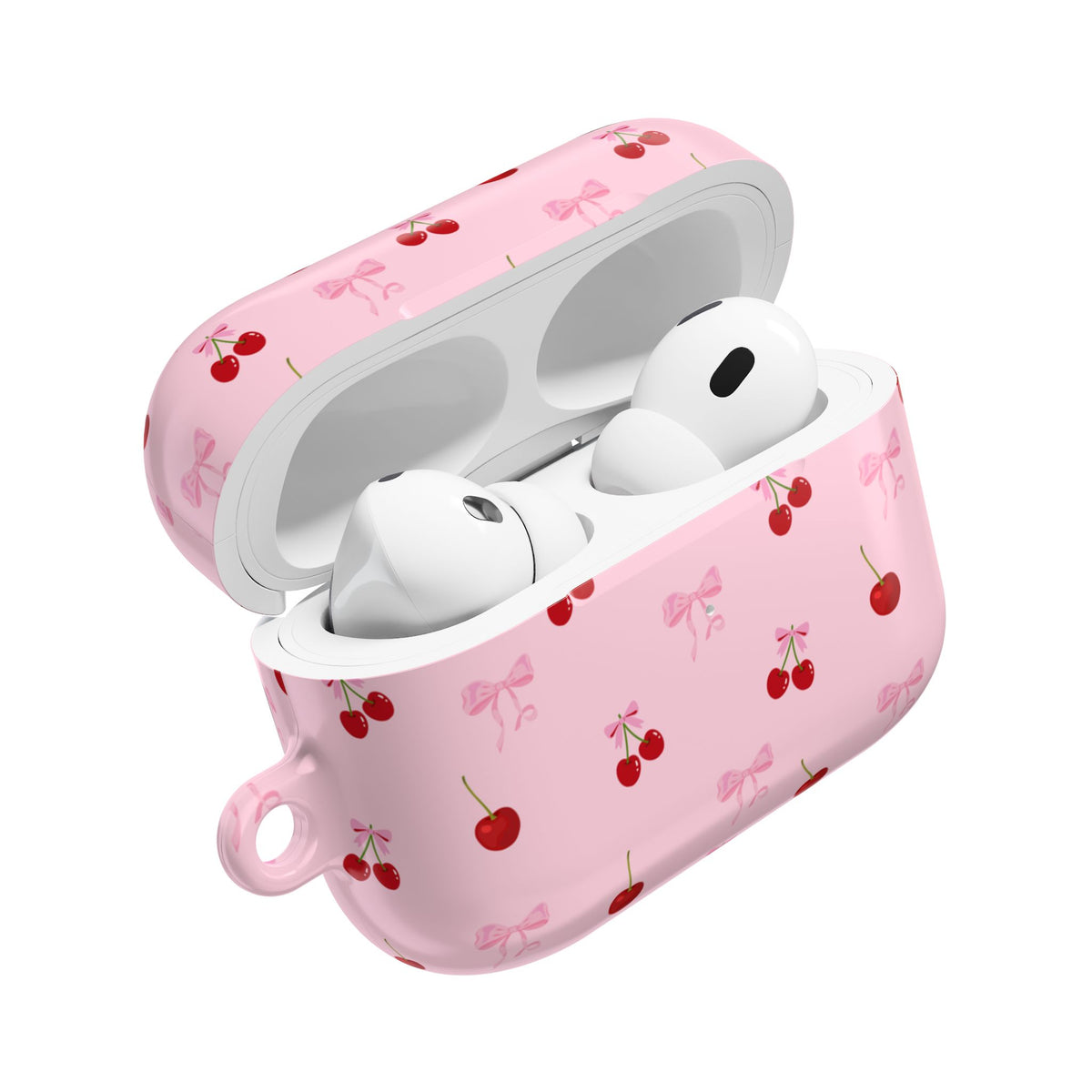 Cherry Bow AirPod Case — Cute Pink Cherry Pattern AirPods Pro Cover