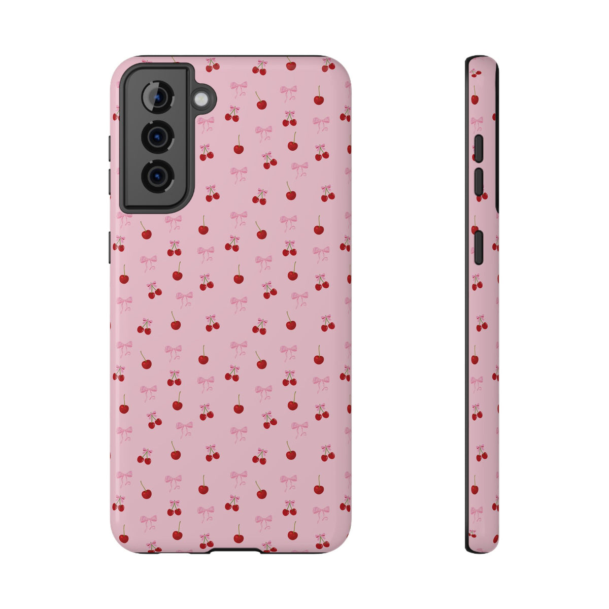 Cherry-Bow Pattern Impact-Resistant Phone Case