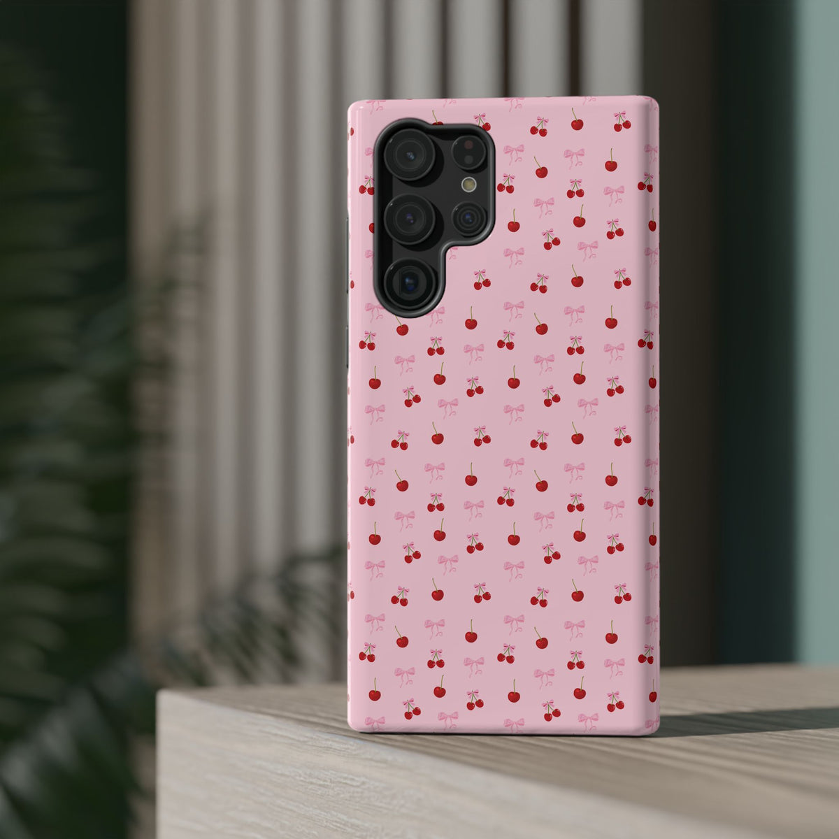 Cherry-Bow Pattern Impact-Resistant Phone Case