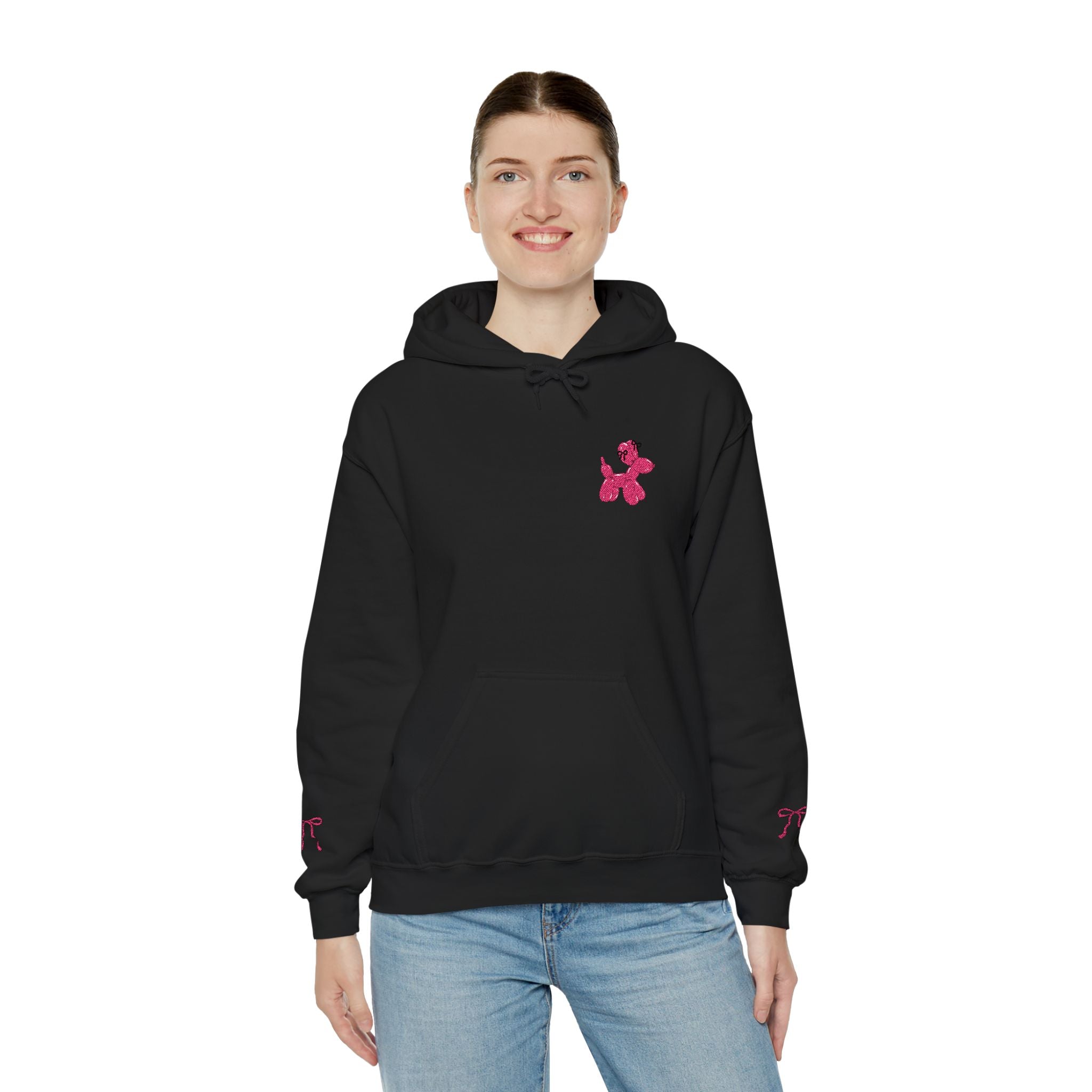 Matching Black Hoodie Cute Balloon Dog & Bow's