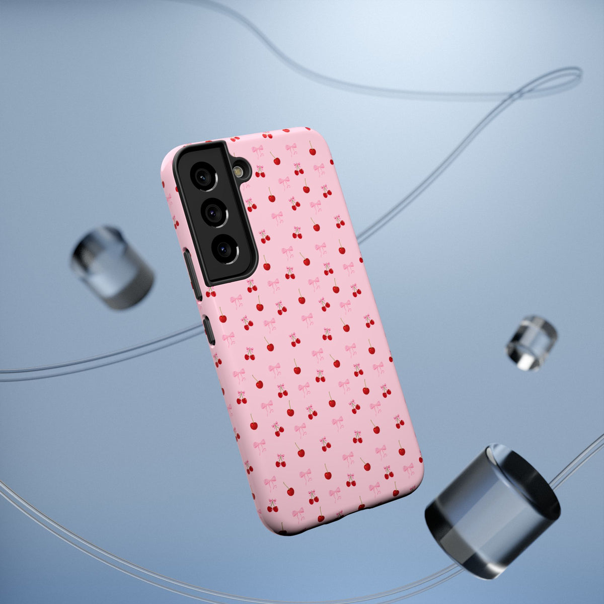 Cherry-Bow Pattern Impact-Resistant Phone Case