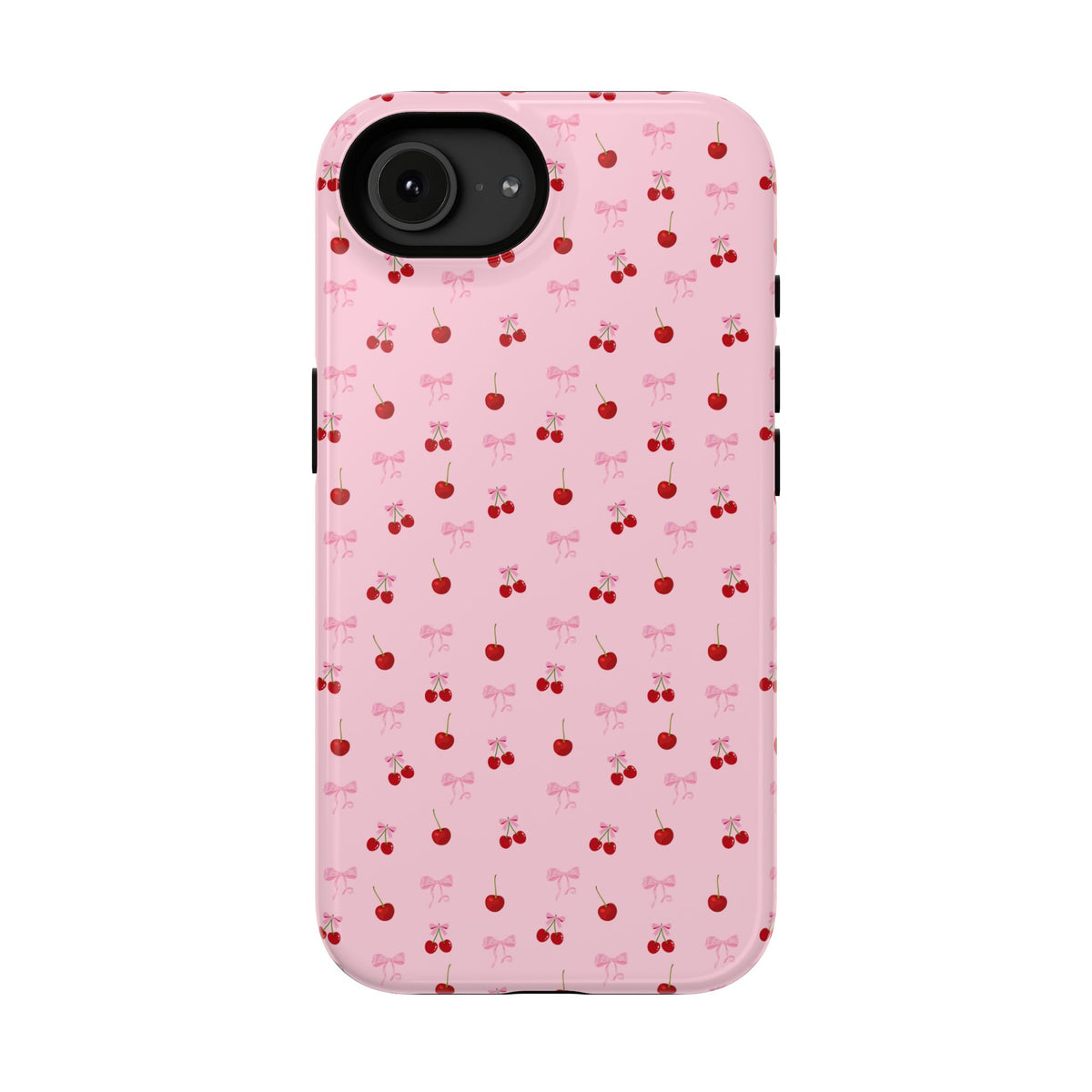 Cherry-Bow Pattern Impact-Resistant Phone Case