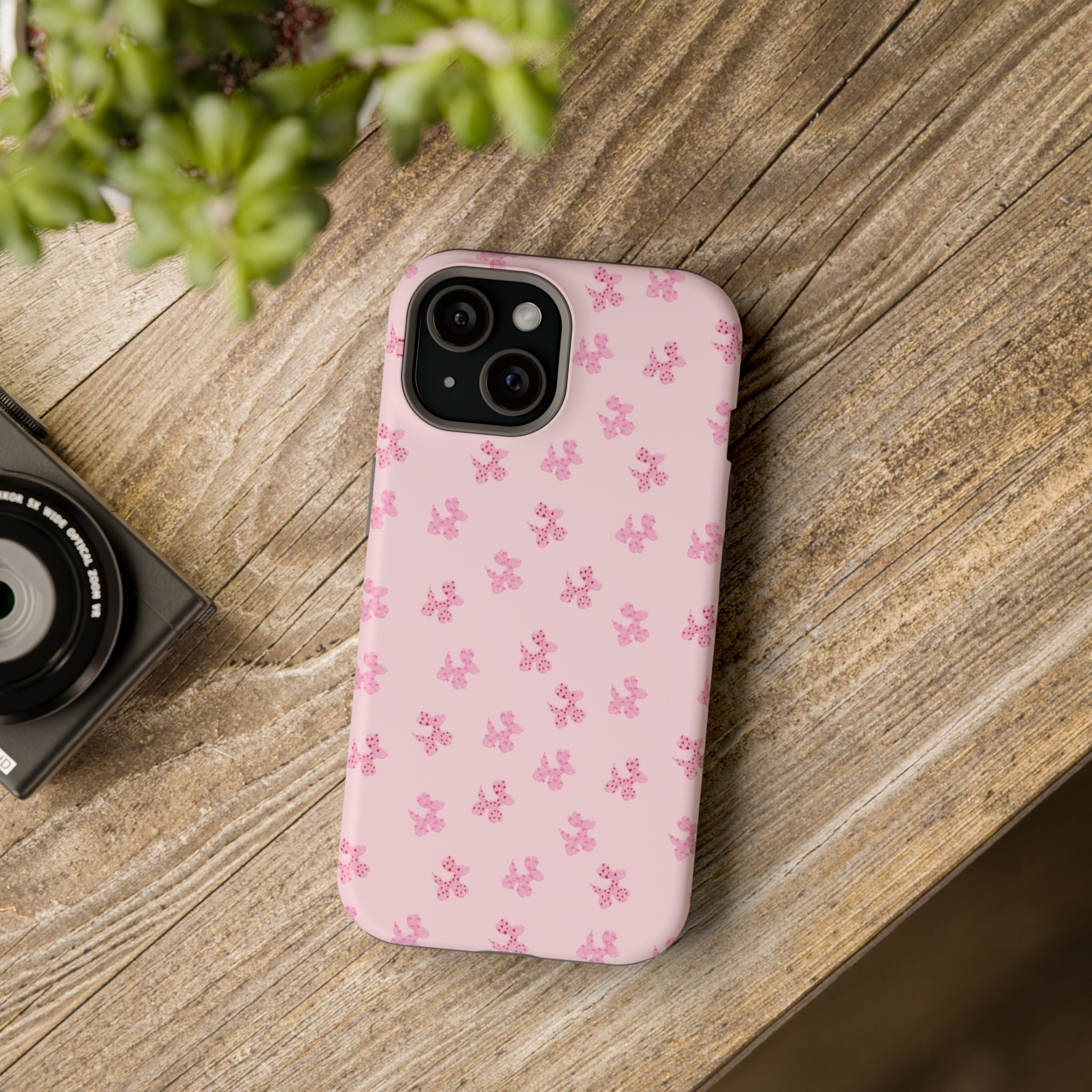Pink Dog Bow's Cute Pattern Impact-Resistant Phone Case