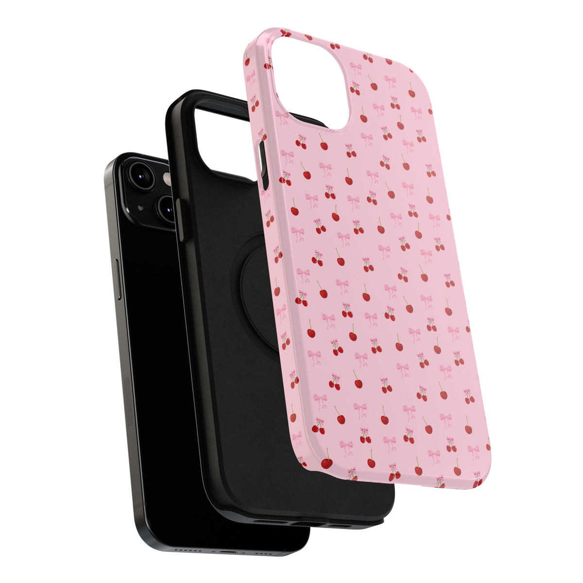 Cherry-Bow Pattern Impact-Resistant Phone Case