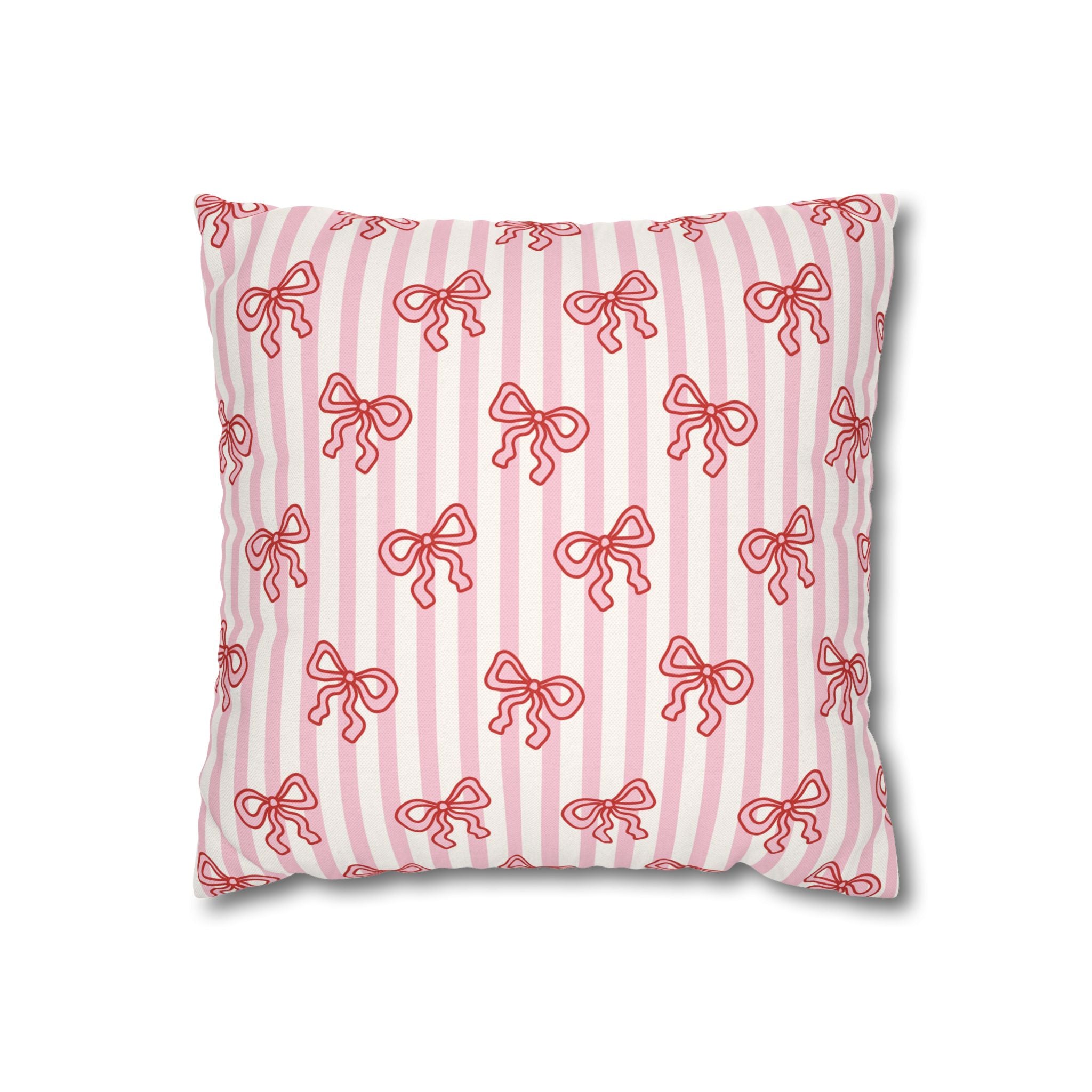 Pink Striped Bow's Pillowcase Cover