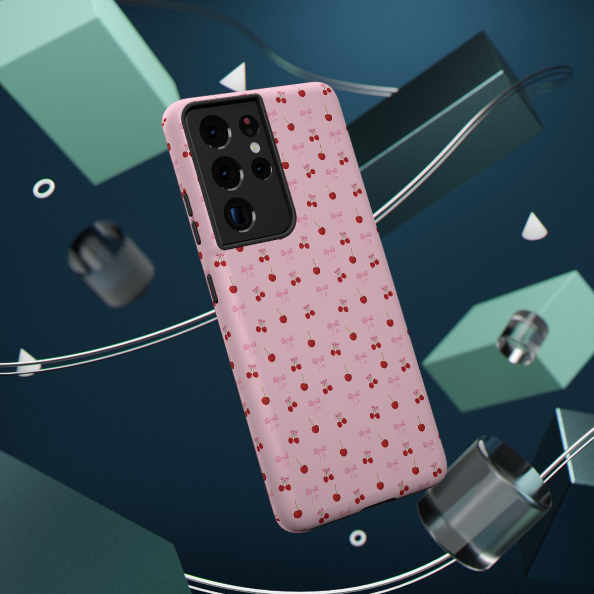 Cherry-Bow Pattern Impact-Resistant Phone Case