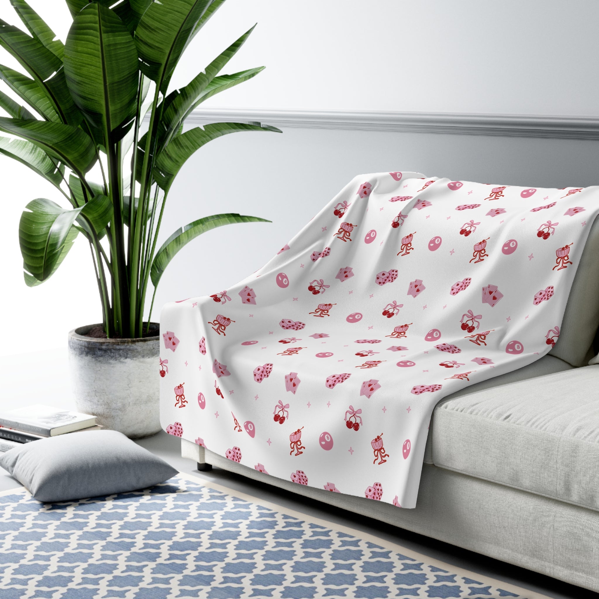 Cute Pink Coquette Sherpa Fleece Blanket