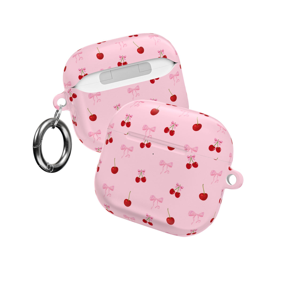 Cherry Bow AirPod Case — Cute Pink Cherry Pattern AirPods Pro Cover